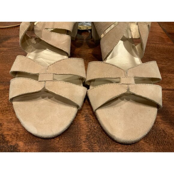 Stuart Weitzman Tan Suede Strappy Gladiator Block Heel Sandals, Size 8 (US) - Picture 4 of 7